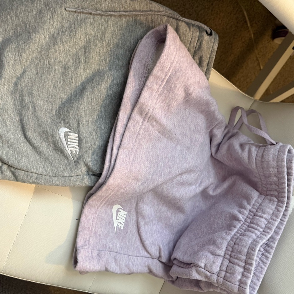 Nike Heather Gray and Lavender Sweatshorts - Twin Pack